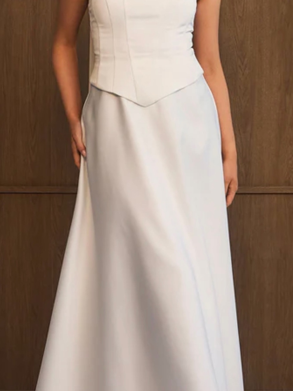 Cindy satin corset midi dress in ivory
